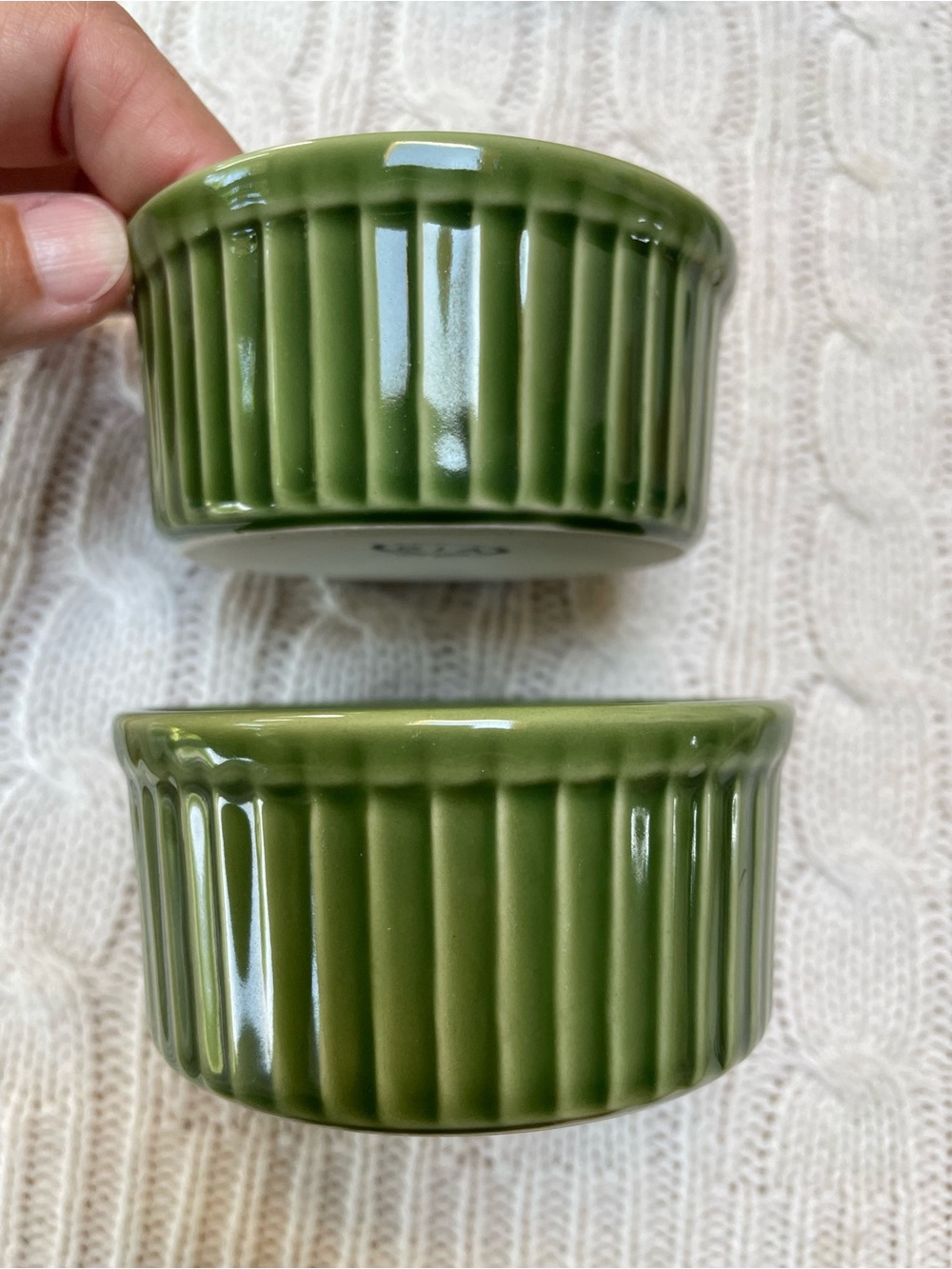BIA Green Flutes/Ribbed Ceramic Ramekins - Set of 2